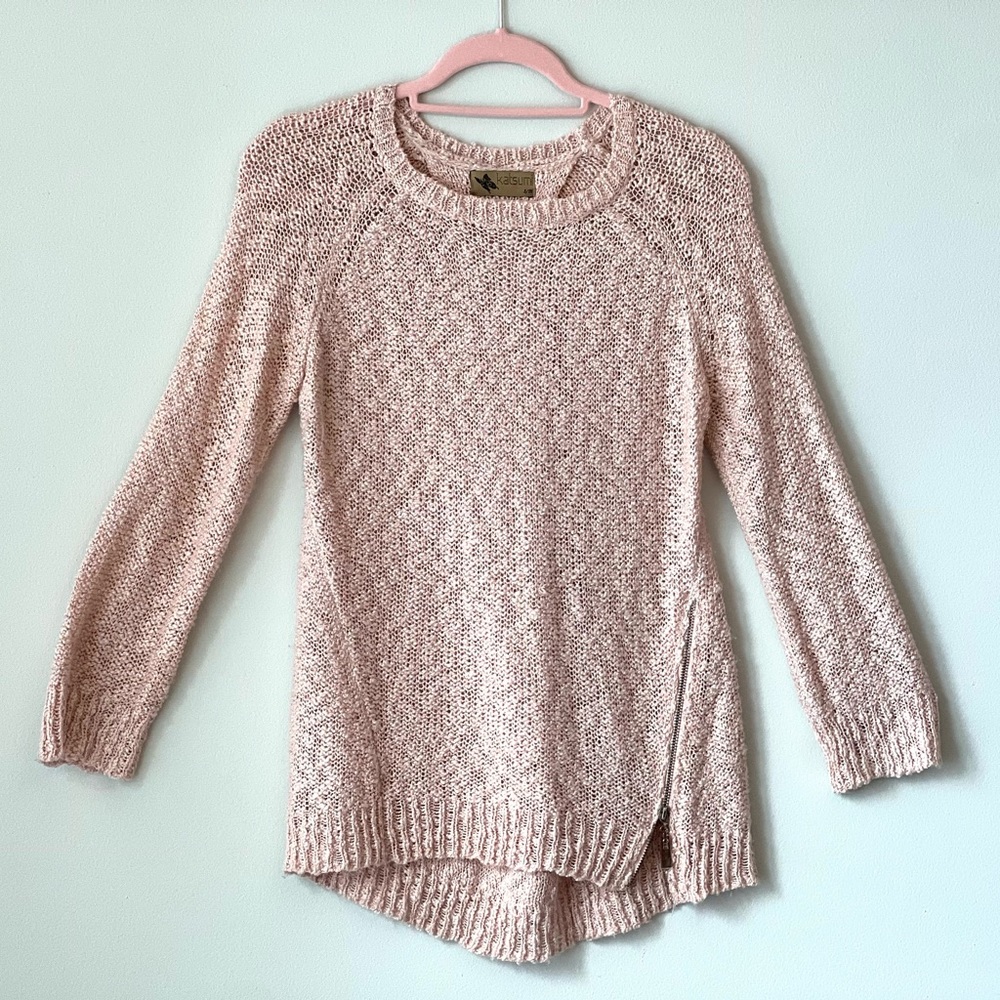 LF KATSUMI PINK KNIT SHEER SWEATER